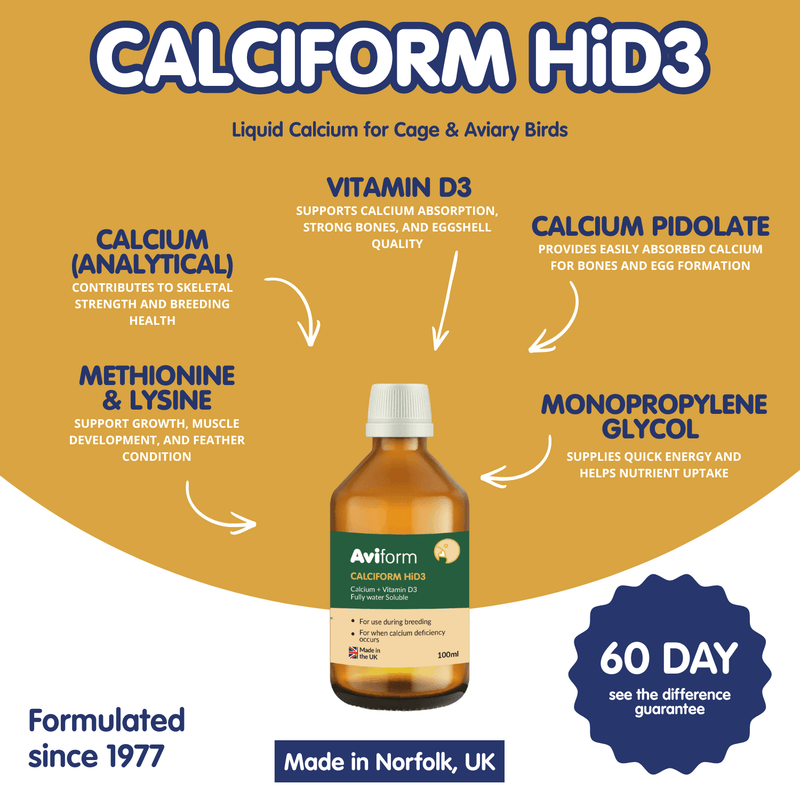 NEW CALCIFORM HiD3 Liquid Calcium for Cage & Aviary Birds