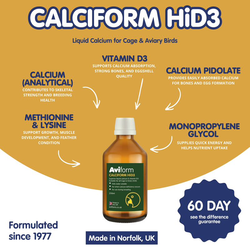 NEW CALCIFORM HiD3 Liquid Calcium for Cage & Aviary Birds